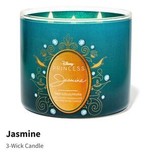 NIB Bath & Body Works Disney Princess Jasmine 3-Wick Candle w Metal Lid.